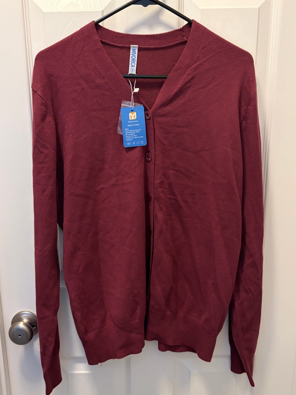 V-Neck Cardigan Sweater - Burgundy